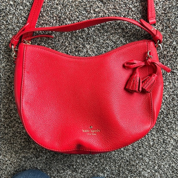 Kate Spade Leather Hobo Crossbody Bag in Red | Hobo | Crossbody | Kate Spade - Picture 2 of 13